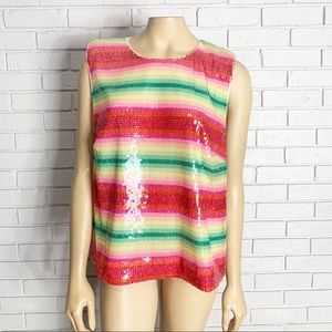 J. Crew Top in Watermelon-Stripe Sequins